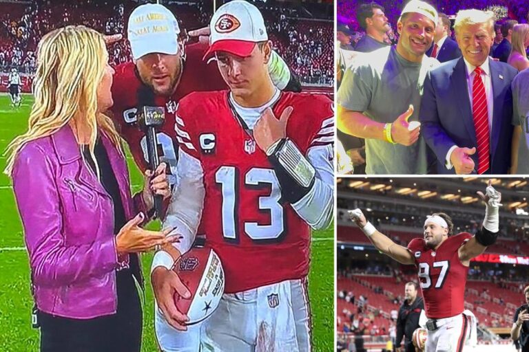 NBC censors clip of 49ers star Nick Bosa wearing MAGA hats from social media sources

